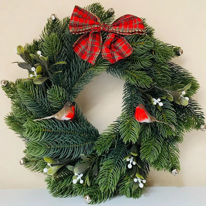 Pacote de 1 Wreath de Natal Rosa e Branco DIY: Ramo de Pinheiro Artificial com Neve, Decoração para Porta/Árvore de Natal, Enfeites de Natal, Decoração de Mesa para o Natal.