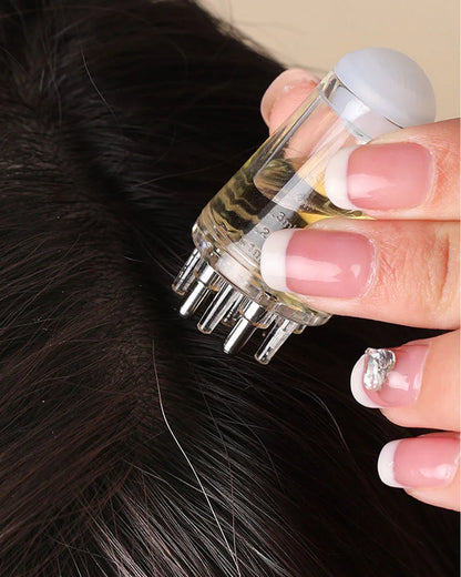 Pente Aplicador de Couro Cabeludo, Mini Pente Portátil de Massagem, Massageador Guiador de Líquido para Óleo Essencial, Anti-Queda de Cabelo, Ferramentas de Cuidados com o Couro Cabeludo.