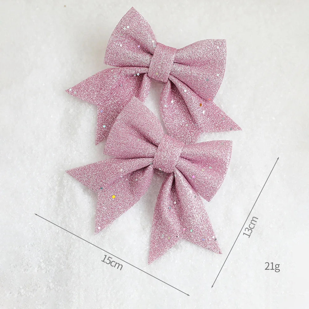 Série Rosa de Enfeites de Natal: Estrelas, Correntes de Contas, Bolas de Espuma, Placas de Nome, Laços, Cogumelos, Pingentes para Árvore de Natal, Decoração Romântica para Casa.