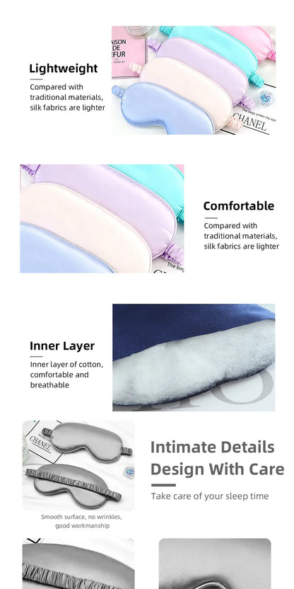 Máscara para os Olhos de Seda Imitada, Máscara de Dormir, Tampão para os Olhos, Máscara de Viaje, Cobertura para os Olhos, Escudo de Dormir, Ferramentas de Cuidados com os Olhos Macias.