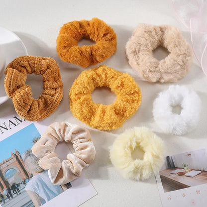 7 Pcs/Set Conjunto de Scrunchies para Mulheres, Faixa de Cabelo de Veludo Sólido para Meninas, Prendedores de Cabelo, Elásticos de Cabelo, Acessórios de Cabelo