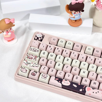 Kit de keycaps 95 teclas, tema gato de sobremesa para teclado mecânico GMK67