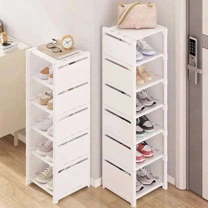 Organizador de Sapatos de Múltiplas Camadas
Prateleira para Sapatos, Organizador de Sapatos, Rack Economizador de Espaço para Cantos de Parede, Estante Empilhável, Armário Ajustável para Economia de Espaço.