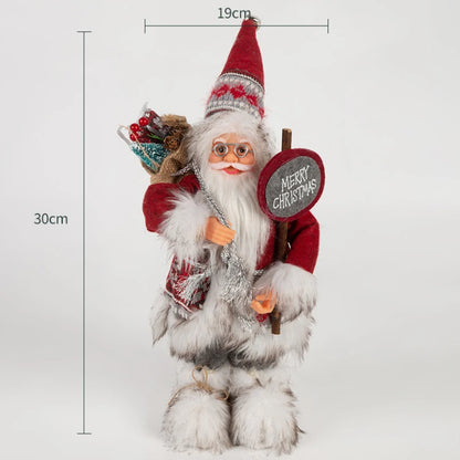 Decorações de Natal: Bonecos de Papai Noel Rosa em Pé, Estátuas de Natal, Enfeites para Decoração de Feriado, Ornamentos para Decoração de Janela.