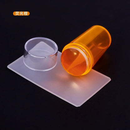 Kit de Carimbo de Silicone Transparente para Nail Art - Design Francês para Manicure - Placa de Carimbo, Polidor, Selador com Carimbo de Dois Lados e Raspador