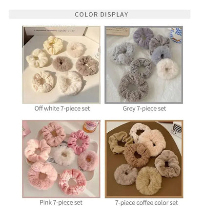 7 Pcs/Set Conjunto de Scrunchies para Mulheres, Faixa de Cabelo de Veludo Sólido para Meninas, Prendedores de Cabelo, Elásticos de Cabelo, Acessórios de Cabelo