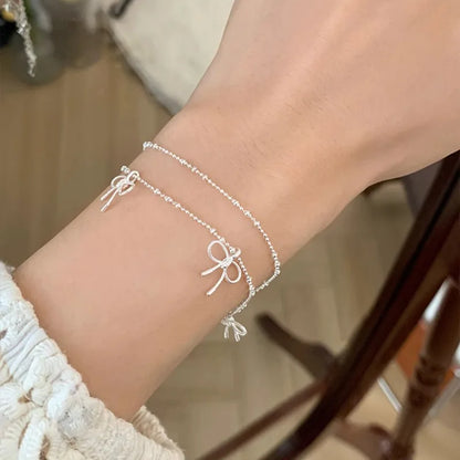 Esterlina Bracelete de Zircônia Coração Amor para Mulheres, Laço Estrelas, Corrente de Osso de Cobra, Joias de Presente