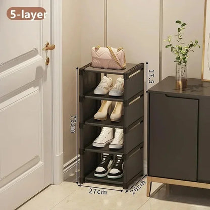Organizador de Sapatos de Múltiplas Camadas
Prateleira para Sapatos, Organizador de Sapatos, Rack Economizador de Espaço para Cantos de Parede, Estante Empilhável, Armário Ajustável para Economia de Espaço.