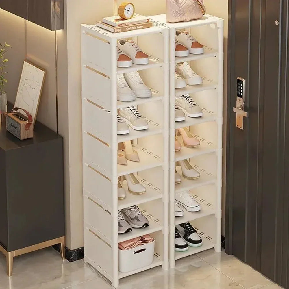 Organizador de Sapatos de Múltiplas Camadas
Prateleira para Sapatos, Organizador de Sapatos, Rack Economizador de Espaço para Cantos de Parede, Estante Empilhável, Armário Ajustável para Economia de Espaço.