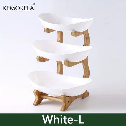 Prato de Frutas 2/3 Camadas para Casa, Sala de Estar, Prato de Plástico para Lanches, Cesta Criativa e Moderna para Frutas Secas, Prato para Doces, Suporte para Bolo, Tigela para Salada