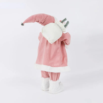 Decorações de Natal: Bonecos de Papai Noel Rosa em Pé, Estátuas de Natal, Enfeites para Decoração de Feriado, Ornamentos para Decoração de Janela.