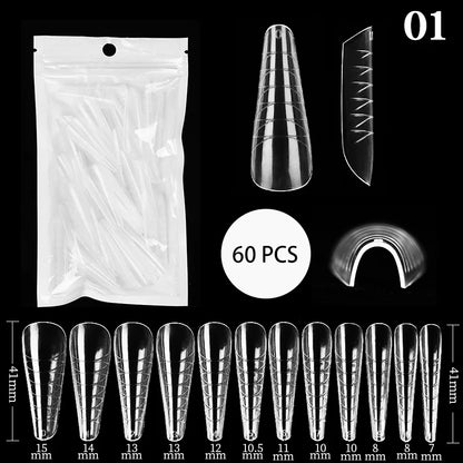 Conjunto de Ferramentas para Manicure com Tips de Unhas Falsas para Extensão, Ponta Acrílica, Unhas Falsas de Gel UV, Moldes para Construção Rápida, Tips de Cobertura Completa e Escultura.