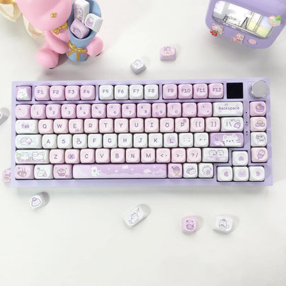 Kit de keycaps 95 teclas, tema gato de sobremesa para teclado mecânico GMK67