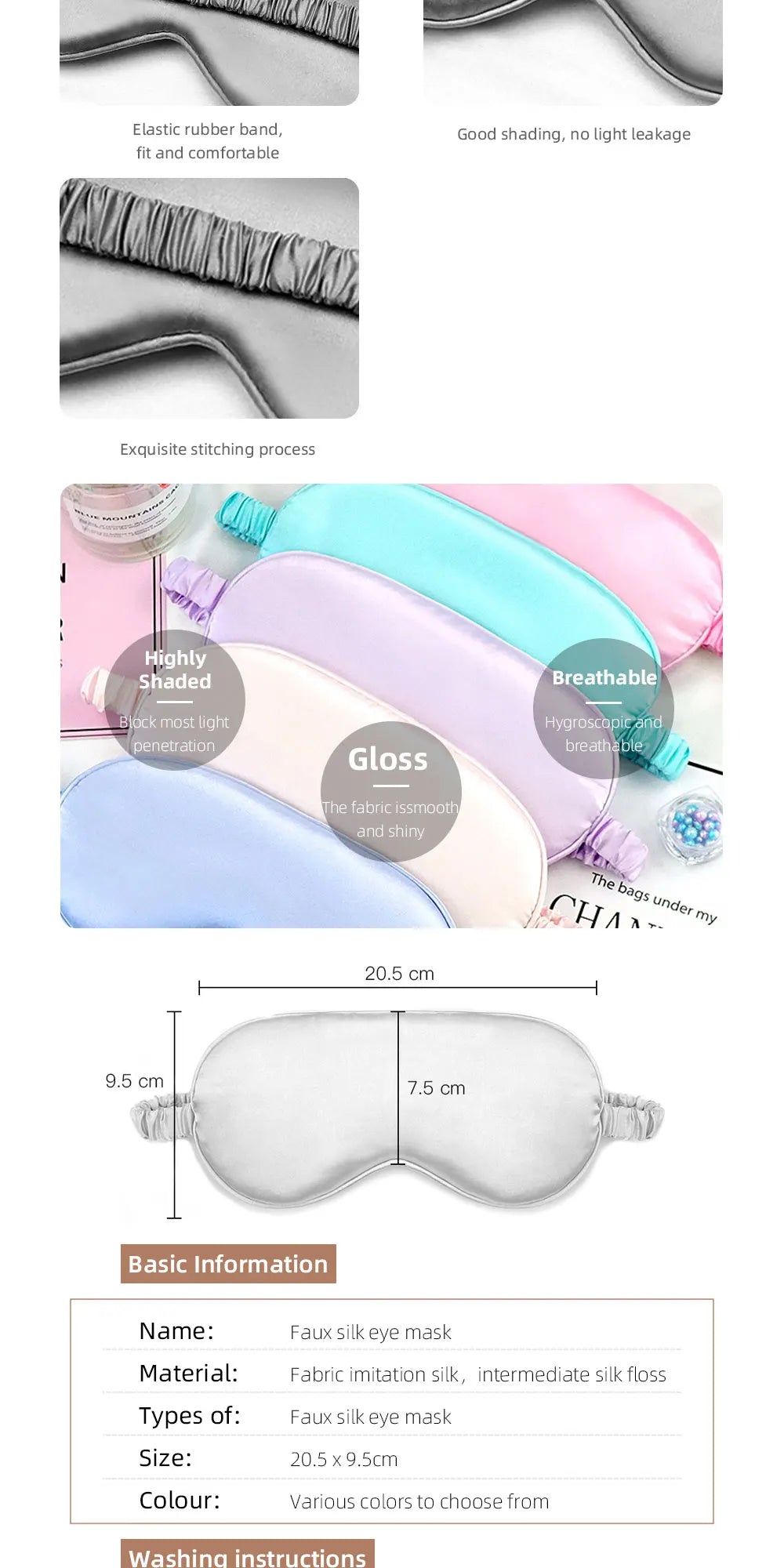 Máscara para os Olhos de Seda Imitada, Máscara de Dormir, Tampão para os Olhos, Máscara de Viaje, Cobertura para os Olhos, Escudo de Dormir, Ferramentas de Cuidados com os Olhos Macias.