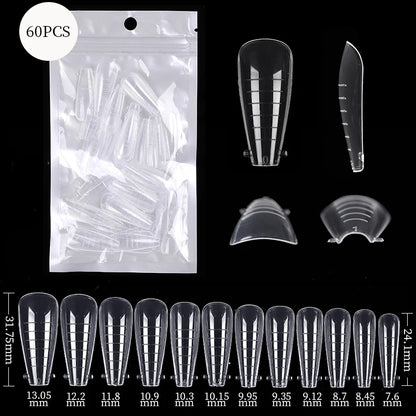 Conjunto de Ferramentas para Manicure com Tips de Unhas Falsas para Extensão, Ponta Acrílica, Unhas Falsas de Gel UV, Moldes para Construção Rápida, Tips de Cobertura Completa e Escultura.