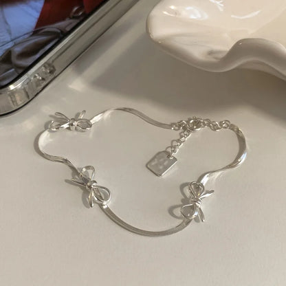 Esterlina Bracelete de Zircônia Coração Amor para Mulheres, Laço Estrelas, Corrente de Osso de Cobra, Joias de Presente