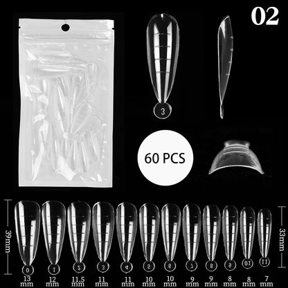 Conjunto de Ferramentas para Manicure com Tips de Unhas Falsas para Extensão, Ponta Acrílica, Unhas Falsas de Gel UV, Moldes para Construção Rápida, Tips de Cobertura Completa e Escultura.