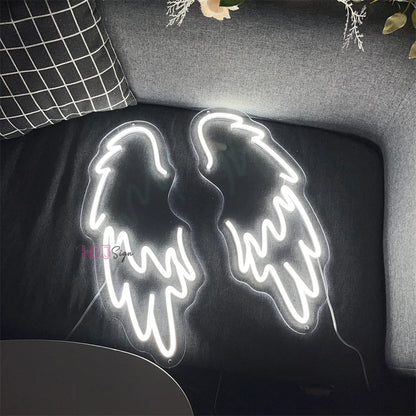 Placa de Neon LED Asas de Anjo Personalizada - Par de Asas de Luz Neon LED para Decoração de Parede, Casamento, Festa, Bar - Luminária Neon Personalizada