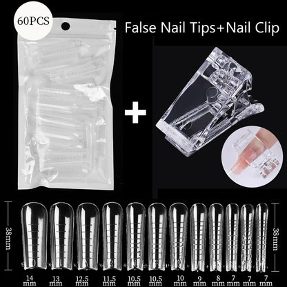 Conjunto de Ferramentas para Manicure com Tips de Unhas Falsas para Extensão, Ponta Acrílica, Unhas Falsas de Gel UV, Moldes para Construção Rápida, Tips de Cobertura Completa e Escultura.