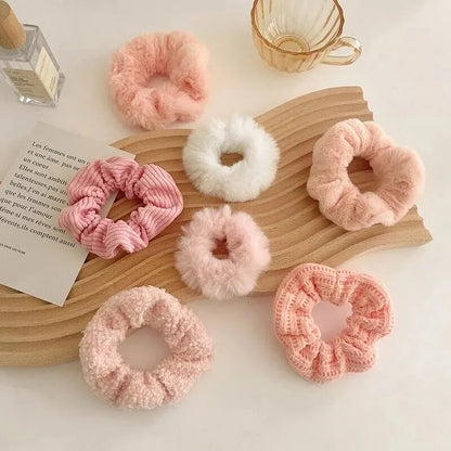 7 Pcs/Set Conjunto de Scrunchies para Mulheres, Faixa de Cabelo de Veludo Sólido para Meninas, Prendedores de Cabelo, Elásticos de Cabelo, Acessórios de Cabelo