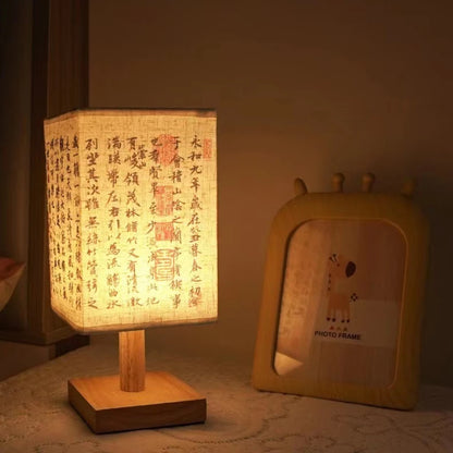 Luminária de Mesa Retro em Madeira - Estilo Chinês para Quarto e Escritório