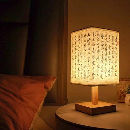 Luminária de Mesa Retro em Madeira - Estilo Chinês para Quarto e Escritório