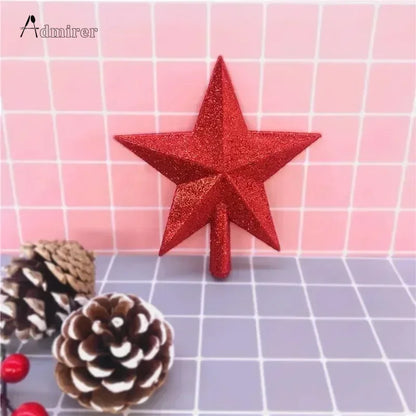 10/12/15/20cm Estrela de Natal para Topo de Árvore, Decoração de Feliz Natal para Casa, Estrela de Cinco Pontas com Pó Dourado Brilhante, Ornamento de Ano Novo