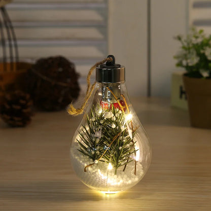 Ornamento de Bola LED de Natal, Luz Noturna Luminosa em Formato de Fada, Pendentes Decorativos para Árvore de Natal e Festas de Ano Novo.