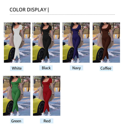 Macacão feminino manga curta sólido magro bodycon macacões moda esportes fitness casual atividade streetwear macacão