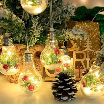 Lâmpada LED de Natal à Pilha, Luz Noturna Luminosa, Pingente Suspenso de Árvore de Natal para Decoração de Casa, Ano Novo e Festa de Natal.
