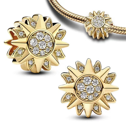 Charm 925 Prata com Banho de Ouro - Batatas Fritas e Peixinho Dourado para Pulseira Pandora