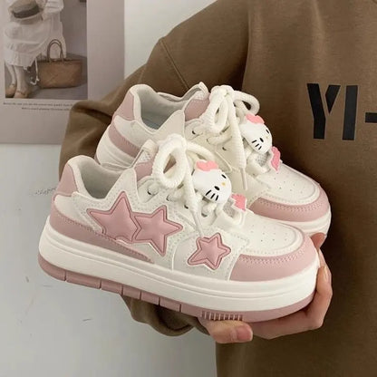 Tênis Brancos estilo kawai Versatilidade e Estilo em um Design Casual e Fofo
