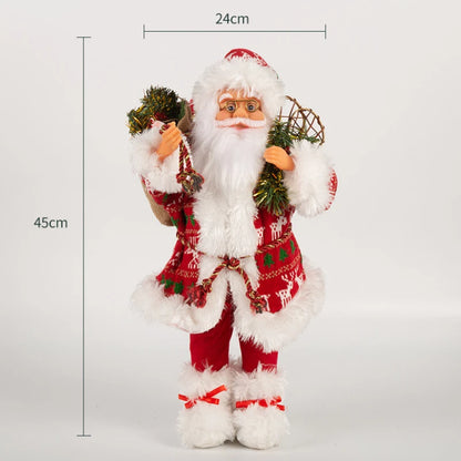 Decorações de Natal: Bonecos de Papai Noel Rosa em Pé, Estátuas de Natal, Enfeites para Decoração de Feriado, Ornamentos para Decoração de Janela.