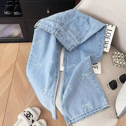 Jeans de Cintura Alta Modeladora para Mulheres, Nova Chegada de Verão, Calças Retas Longas com Design Fashion e Estilo Doce e Apimentado