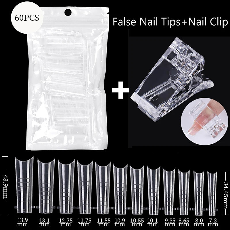 Conjunto de Ferramentas para Manicure com Tips de Unhas Falsas para Extensão, Ponta Acrílica, Unhas Falsas de Gel UV, Moldes para Construção Rápida, Tips de Cobertura Completa e Escultura.