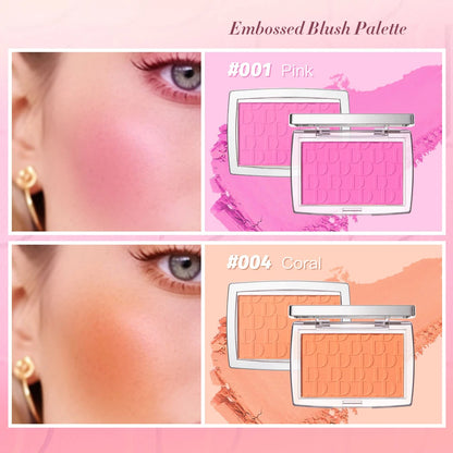 Paleta de Blush Fosco em Relevo - Blush Facial de Alta Pigmentação em Tons Rosados e Corais para Bochechas, Acabamento Suave