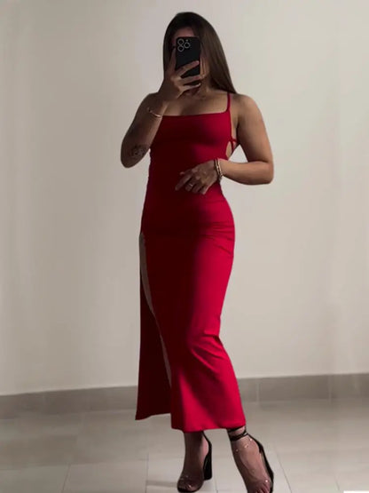 Vestido Explosivo de Verão 2024, de Alta Sensibilidade, com Alças Halter, Vestido Estilo Spice Girl e Bolsa, Justo no Quadril.