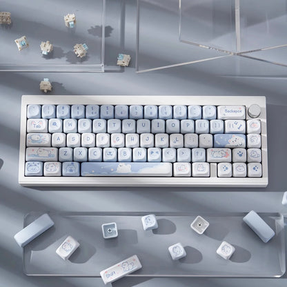 Kit de keycaps 95 teclas, tema gato de sobremesa para teclado mecânico GMK67