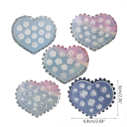 Kit de 5 Peças: Moldes Acrílicos 3D de Borboletas e Flores para Decoração de Unhas, Padrões Kawaii, Design 3D em Molde de Silicone Reutilizável, Ferramenta DIY para Manicure.