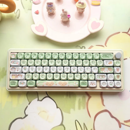 Kit de keycaps 95 teclas, tema gato de sobremesa para teclado mecânico GMK67