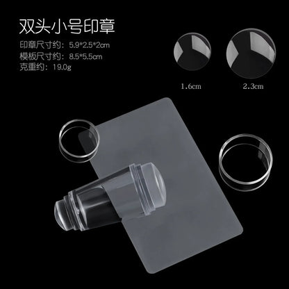 Kit de Carimbo de Silicone Transparente para Nail Art - Design Francês para Manicure - Placa de Carimbo, Polidor, Selador com Carimbo de Dois Lados e Raspador