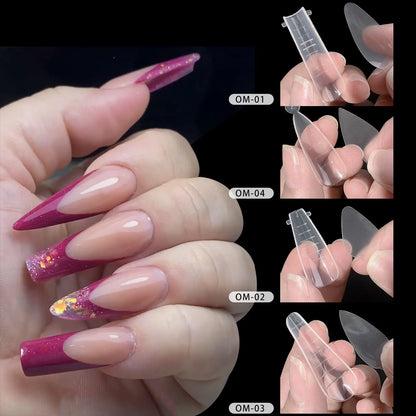 Conjunto de Ferramentas para Manicure com Tips de Unhas Falsas para Extensão, Ponta Acrílica, Unhas Falsas de Gel UV, Moldes para Construção Rápida, Tips de Cobertura Completa e Escultura.