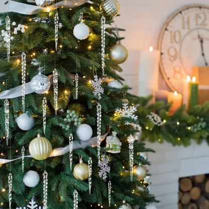 12-36 peças de Decorações de Cristal Acrílico em Forma de Cacho de Gelo para Árvore de Natal, Enfeites Transparentes para Pendurar, Decoração para Natal, Ano Novo e Festa de Inverno.