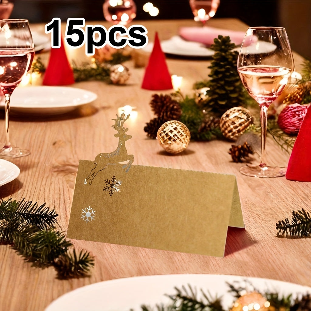 15 Cartões de Lugar com Design de Renas para Arranjo de Mesa