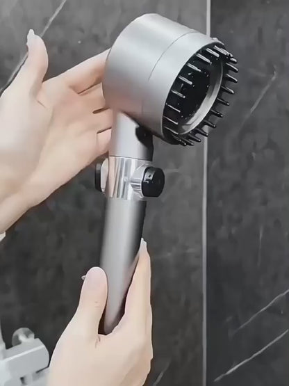 Cabeça de Chuveiro com Filtro de Alta Pressão - Spray Ajustável em 3 Modos com Escova de Massagem, Chuveiro de Chuva, Acessórios para Banheiro